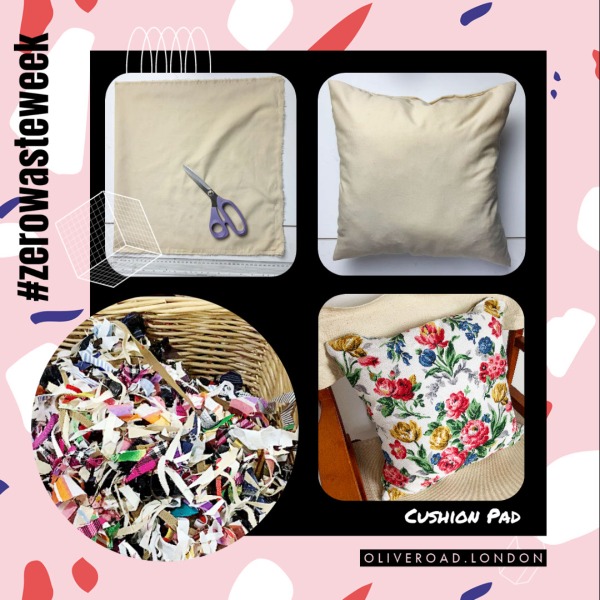 zero waste how to make a cushion pad and cushion cover from scrap fabric