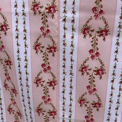 Pink floral cotton stripe vintage fabric