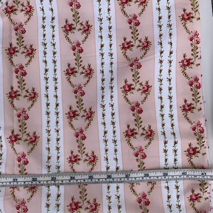 Pink floral cotton stripe vintage fabric