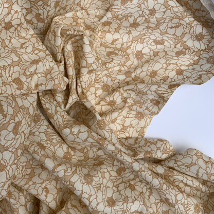 Vintage floral fabric cotton beige and cream