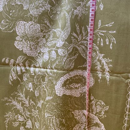 Olive green chintz cotton vintage floral fabric 
