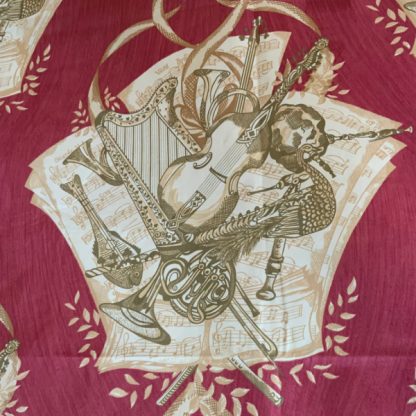 red chintz cotton vintage fabric musical instruments
