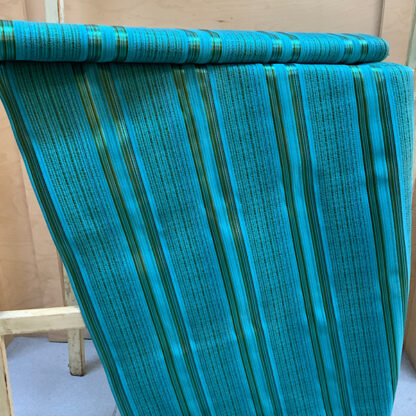 Vintage fabric turquoise jacquard stripe from the 1960s mid century
