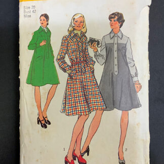 Vintage dress pattern: Simplicity 1970s shirtdress 5788
