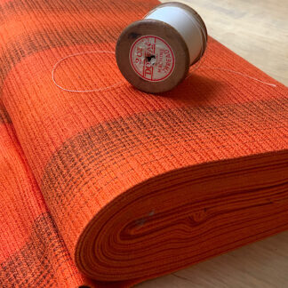 Vintage fabric orange jacquard stripe from the 1960s mid century