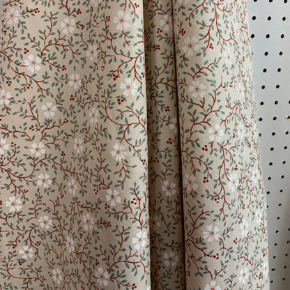 Vintage cotton fabric beige neutral cream floral 'Honeysuckle rose' mid-century 1950s 1960s