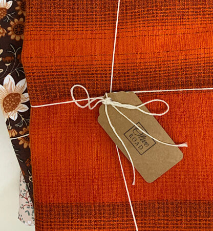 Vintage fabric orange jacquard stripe from the 1960s mid century