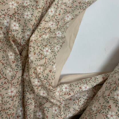 Vintage cotton fabric beige neutral cream floral 'Honeysuckle rose' mid-century 1950s 1960s
