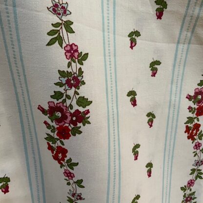Laura Ashley vintage fabric material white blue floral stripe