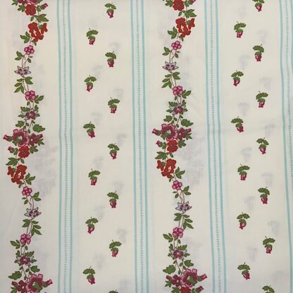 Laura Ashley vintage fabric material white blue floral stripe