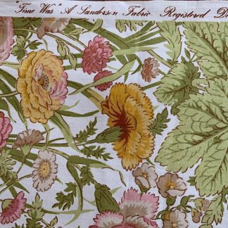 Sanderson Time Was vintage floral fabric material remnant 128 x 195cm green pink