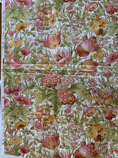 Sanderson Time Was vintage floral fabric material remnant 128 x 195cm green pink